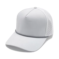 White quick-dry baseball cap with laser-cut ventilation holes and woven rope detail - M (56-58cm) / White