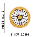 Detail view of colorful daisy embroidery patch showing 5.8cm size measurements - White Daisy (X9HD-12-04)