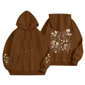 Felpa con cappuccio testa di moro con stampa floreale bianca e tasca a marsupio piatta - S / Tops / Marrone Scuro