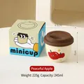 Mini tazza da caffè in ceramica con motivo a mela, coperchio marrone e confezione regalo - Cuscino a mela