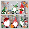 Christmas window decals with Santa gnome, reindeer, and snowman for holiday glass decor - Set BQ053-58 (Total 6 Models)