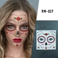 Autocollant de tatouage de visage Halloween RM-027 avec motif de crâne coloré - RM-027