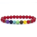 Natural tiger eye and 7 chakra energy beads yoga bracelet with vintage metal spacers - Carnelian Seven Chakra Bracelet