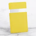 Portable stainless steel mirror with yellow litchi pattern leather protective cover - Yellow
