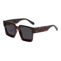 Retro square oversized tortoiseshell pattern sunglasses with dark grey lenses - Black Tortoise Grey Lens