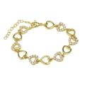 Elegant gold-plated heart bracelet with micro-paved white zircon stones for women - Style 02-Gold Heart