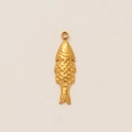 Detailed macro view of a 18K gold plated fish-shaped pendant with scale texture - Fish Pendant