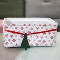 Cesta de almacenamiento navideña de tela Oxford con copos de nieve y etiqueta - 36x26x15cm / Patrón Navideño de Copos de Nieve