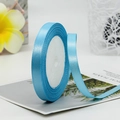 Sky blue satin ribbon roll 1.5cm wide with silky texture for DIY gift wrapping - Blue