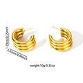 Three-layer gold textured hoop earrings in stainless steel with size and weight dimensions - E0731 (Gold/Triple Layer Textured Ring)