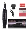 Set fresa per unghie elettrica nera con 6 punte e spina US per manicure e lucidatura professionale - A016-10 Nero Spina US In Scatola