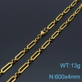 Gouden titanium stalen ketting, 13g gewicht, 600x4mm maat met karabijnsluiting detail - 60CM / Goud
