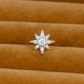 Octagram stainless steel stud earring featuring a central round zircon and pavé crystals - Silver (Pave Octagram Star Y20412-7)