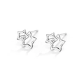 Minimalist S999 sterling silver stud earrings featuring a double overlapping star design - Double Hollow Star Studs