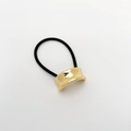 Sleek gold-plated geometric hair tie with high-elastic black rubber band for ponytails - 16# Polished Mirror Style