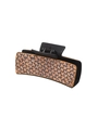 Black claw clip with brown houndstooth fabric texture for western cowboy hair style - Black Houndstooth Style (90157)