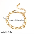 Adjustable golden paperclip chain bracelet in stainless steel with zircon diamonds - Bright Gold Paperclip Chain Bracelet (TB5024)