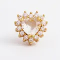 Golden heart-shaped zircon pendant with a large clear center stone and micro-pavé setting - Clear Heart (M641801-Clear)