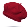 Classic deep red wool beret for women with a vintage French style top stem design - Burgundy
