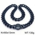 13mm black polished Cuban link chain necklace with high-end CNC diamond watch buckle - Black