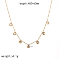 Gold stainless steel necklace with bezel-set cubic zirconia and 400+60mm length specs - Large Bezel-set Round Zirconia Style (TN3603)