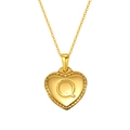 Golden stainless steel heart pendant necklace featuring an engraved letter Q design - Letter Q Style (S-P151-Q)