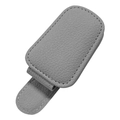 Portaocchiali da sole per auto in pelle PU grigia con cuciture e chiusura magnetica - Grigio