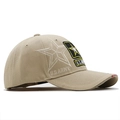 Casquette de baseball tactique kaki avec broderie U.S. Army et écusson d'étoile - Réglable / Poche zippée