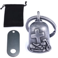 Guardian Bell set with cross relief, black velvet pouch and mounting bracket - Vintage Silver Set 2 (Includes Pouch + Tag)