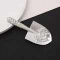 Broche pelle créative en argent avec strass brillants pour décoration de chaussures DIY - Pelle de jardin / Argenté