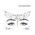 Macro detail of iridescent butterfly face jewels with acrylic rhinestones and pearls - Iridescent Butterfly Mask (DA-20-1)