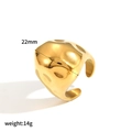 Detail view of 22mm 18k gold plated stainless steel ring with hammered lava texture - Irregular Lava Texture Style (TR4421)