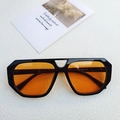 Vintage oversized sunglasses with thick black frame and transparent orange lenses - Black Frame Orange Lens