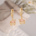 Detail of golden jellyfish earrings featuring pink faceted stones and clear zircon accents - Jellyfish Style (2# Jellyfish)