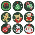 9-piece set of Christmas diamond painting stickers featuring festive round holiday designs - Christmas Sticker Style (BD607)