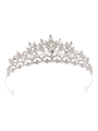 Macro detail of bridal crown with silver alloy frame and teardrop crystal rhinestones - HG1418 Silver Base White Rhinestone + White Glass