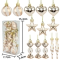 Champagne gold Christmas ornaments 13pcs set with packaging dimensions 15.3x7.7x3.9cm - 4cm Flat Box (13 Pieces) / Champagne
