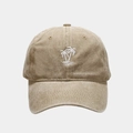 Detailaufnahme der Palmstickerei auf der gewaschenen Baumwoll-Vintage-Baseballkappe - M(56-58cm) / Khaki