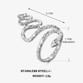 Anello regolabile a serpente in argento in acciaio inossidabile con design a spirale - Serpente / Color Acciaio