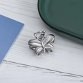 Silver butterfly hair claw clip with metallic feather texture for elegant styling - Butterfly / Silver