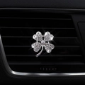 Silver four-leaf clover car vent clip with sparkling rhinestones decoration - [Silver] Four-leaf Clover