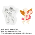 Cupid Engel Silikonform mit fertiger Gipsfigur zeigt Flügel und Tamburin-Details - 1# Grau 15-847