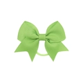 Solid grass green ribbed fabric bow hair tie with high elastic band for girls - Grass Green (20)