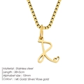 14K gold plated stainless steel initial R necklace with heart detail on box chain - Letter R / 38+5cm / Gold