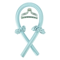 Detail of light blue heatless hair curler set with silk rollers, scrunchies and clear clip - Mint Green