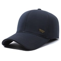Berretto da baseball invernale blu navy da uomo con paraorecchie e stemma dorato sport - Regolabile / Ricamo Sport Grigio