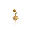 Golden stainless steel octagonal star pendant with a sparkling central zircon stone - D02-Eight Point Star with Zircon Style