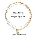 Baroque freshwater pearl necklace with gold heart pendant and 40cm chain size info - Gold Heart Pearl Necklace (TZ-N0444-02)
