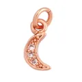 Rose gold crescent moon pendant with sparkling cubic zirconia for DIY necklaces - Rose Gold Moon with Zircon