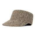 Chic dark brown faux fur cadet cap for women with warm curly texture and vintage style - Adjustable / Khaki